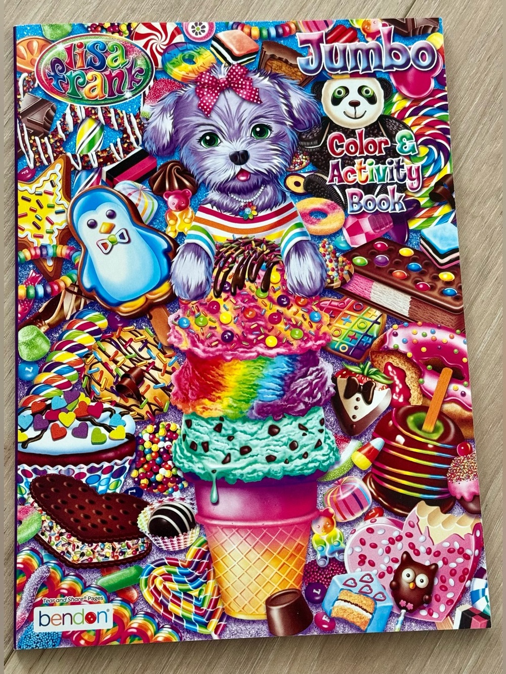 Lisa Frank Rainbow Puppy Jumbo Color & Activity Book - NEW